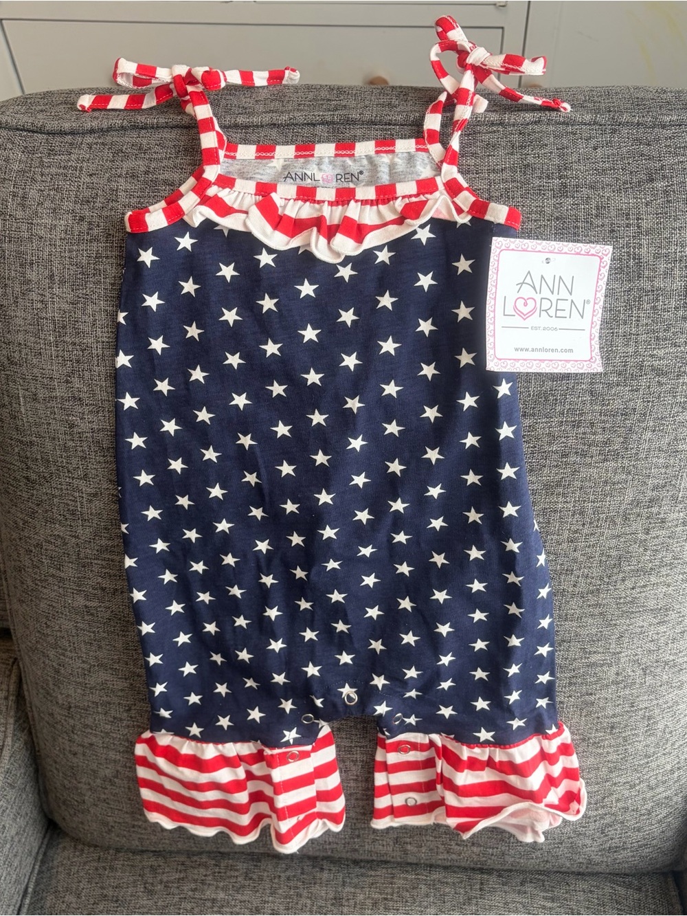 Ann Loren boutique patriot romper 6-12 mo NEW